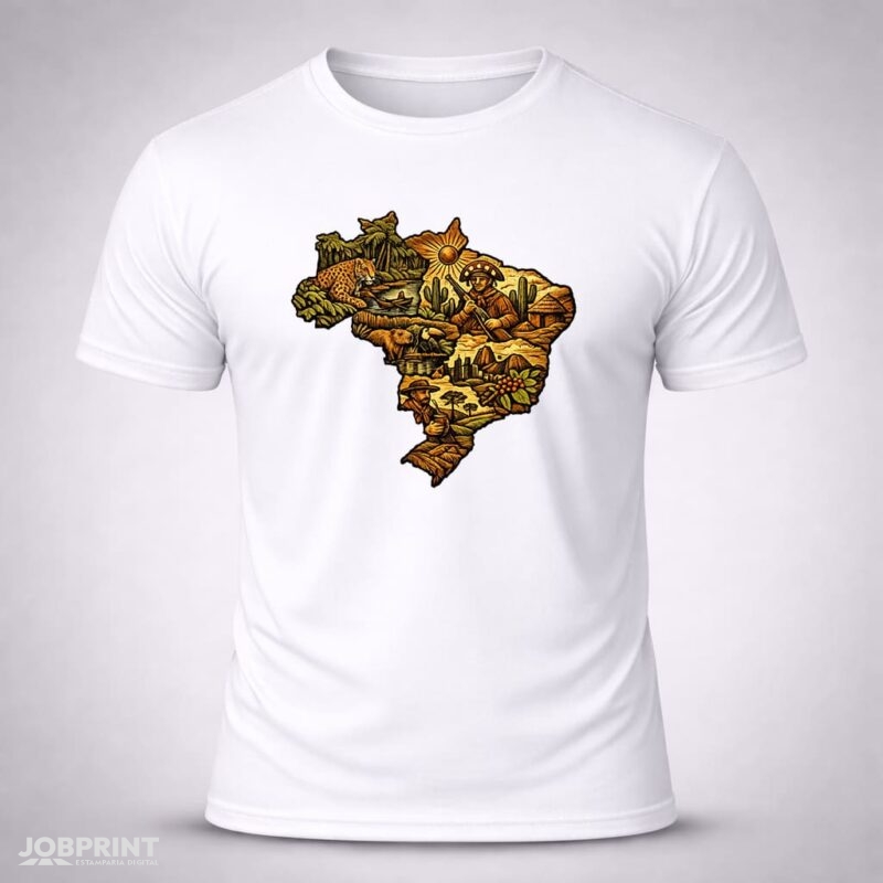 Camiseta Branca Mapa do Brasil