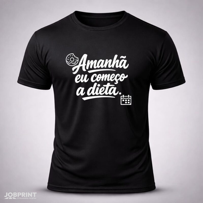 Camiseta Preta Amanhã eu começo a dieta.
