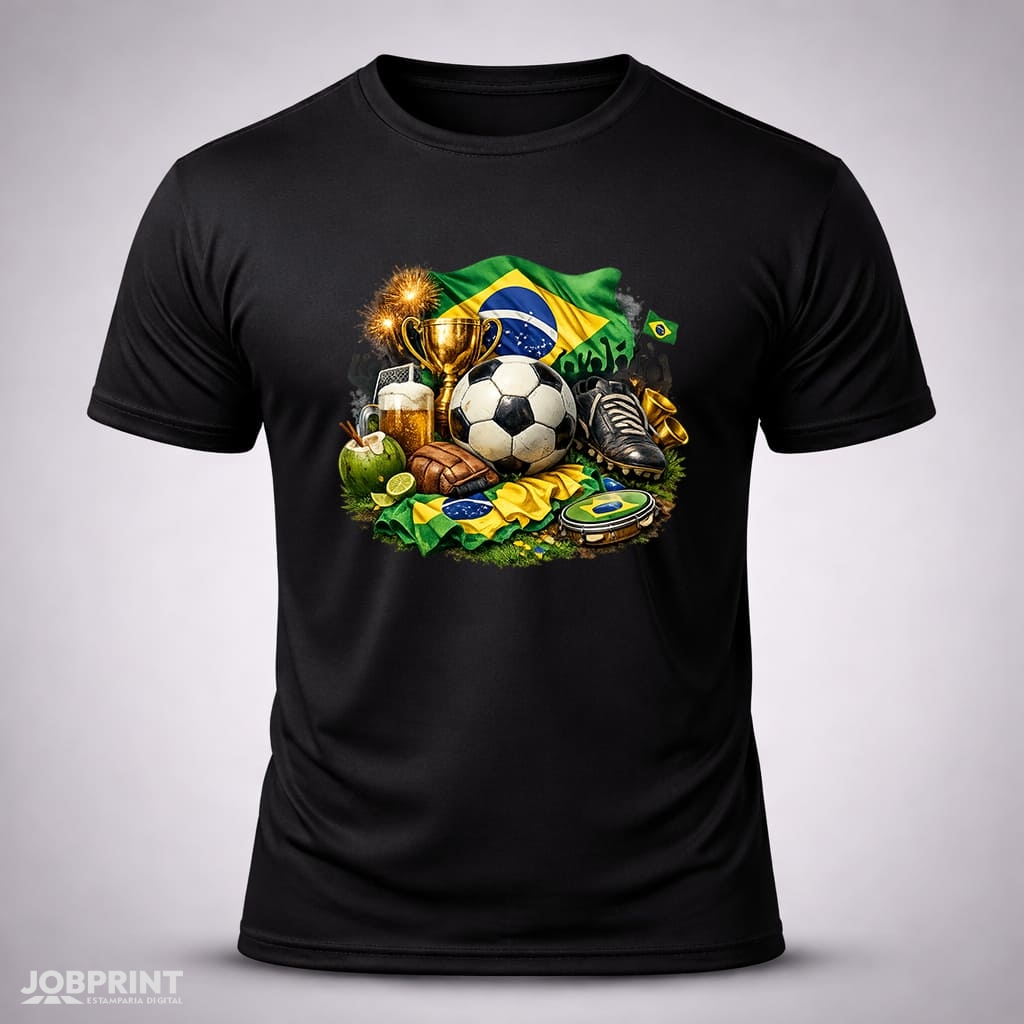 Camiseta Preta Futebol do Brasil Camiseta Preta Futebol do Brasil