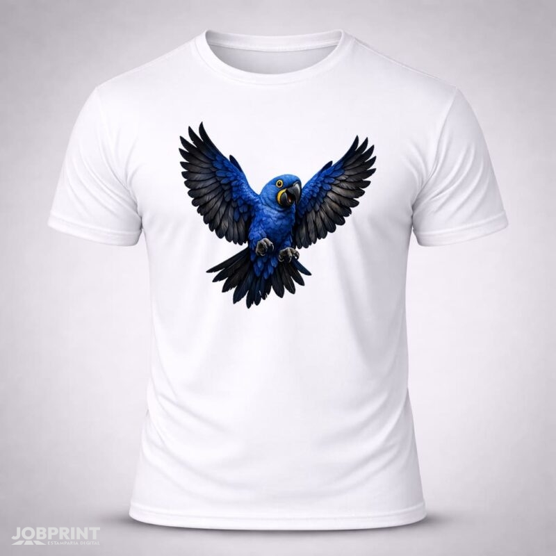 Camiseta Branca Arara Azul