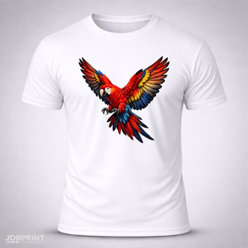 Camiseta Branca Arara Vermelha