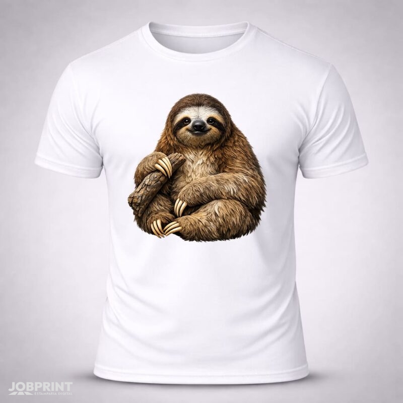 Camiseta Branca Bicho Preguiça