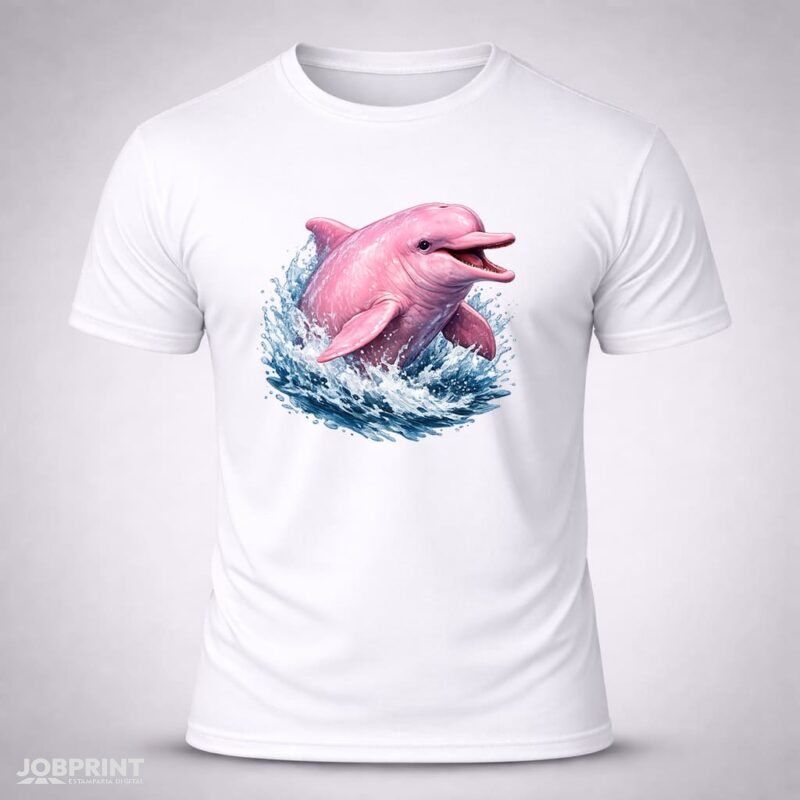 Camiseta Branca Boto Cor de Rosa