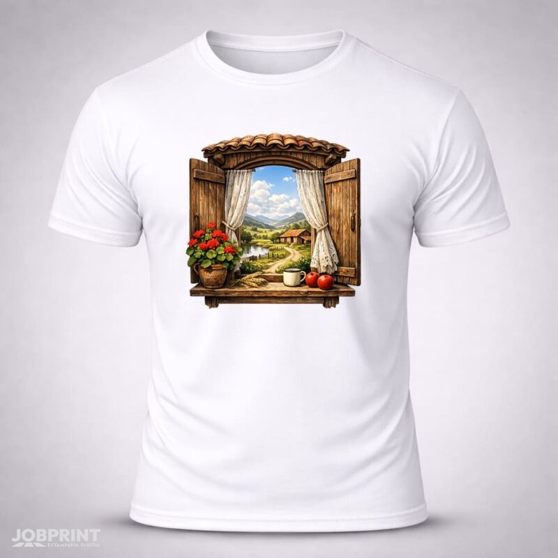 Camiseta Branca Janela do Interior