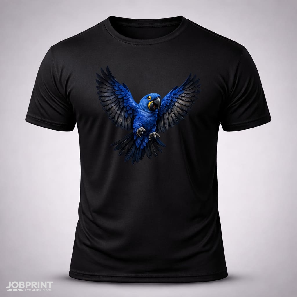 Camiseta Preta Arara Azul Camiseta Preta Arara Azul