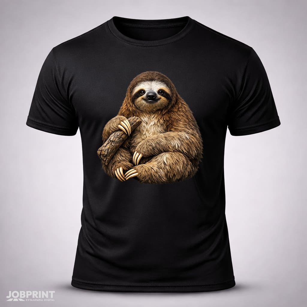 Camiseta Preta Bicho Preguiça Camiseta Preta Bicho Preguiça