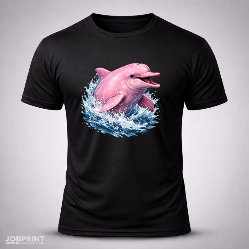 Camiseta Preta Boto Cor de Rosa
