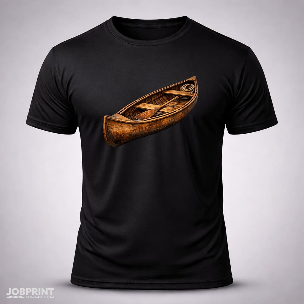 Camiseta Preta Canoa de Madeira Camiseta Preta Canoa de Madeira