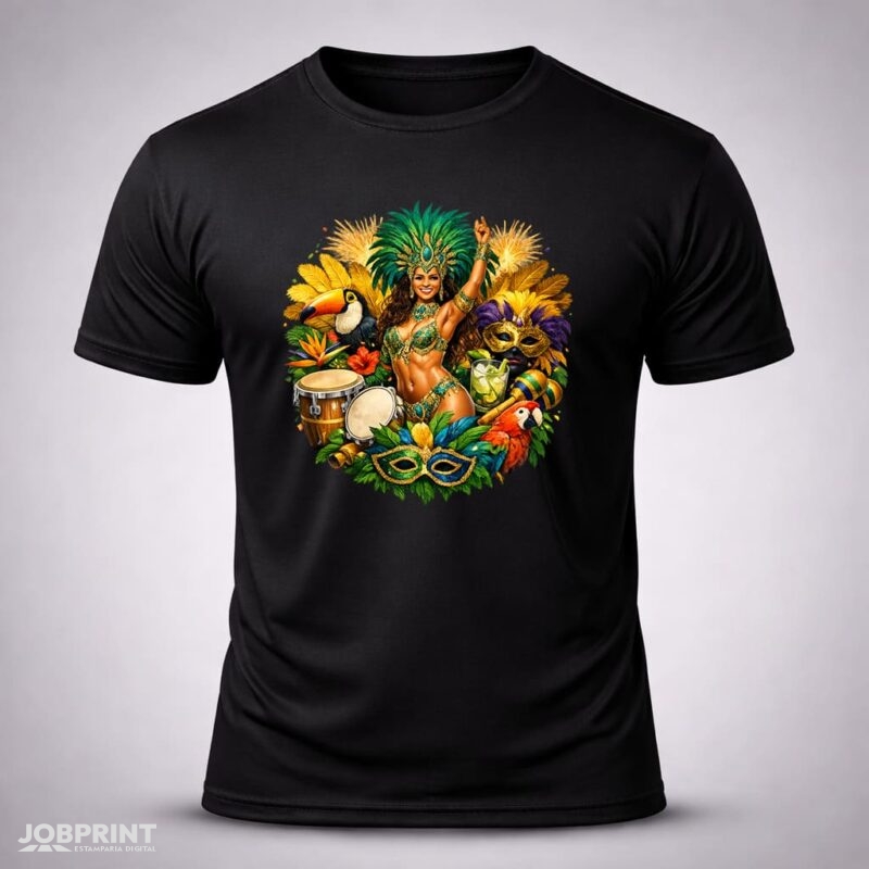 Camiseta Preta Carnaval Brasileiro