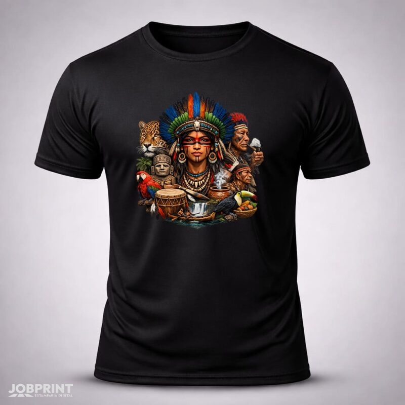 Camiseta Preta Cultura Indígena