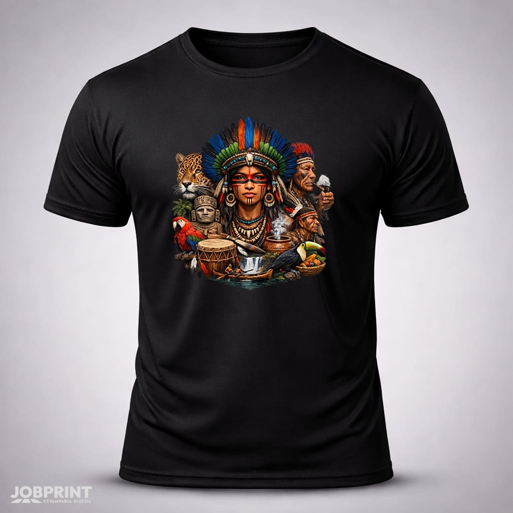 Camiseta Preta Cultura Indígena Camiseta Preta Cultura Indígena
