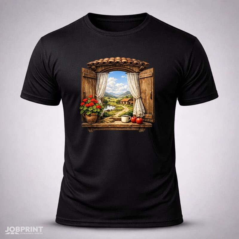 Camiseta Preta Janela do Interior